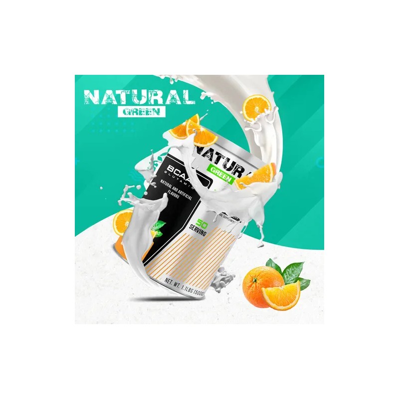 Aminoácidos Bcaas Glutamina 500g Natural Green Naranja