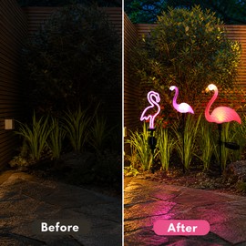 Solar Flamingo Garden Lights for Outdoor Pathway Decor – Waterproof LED Stake Lights for Patio & Lawn