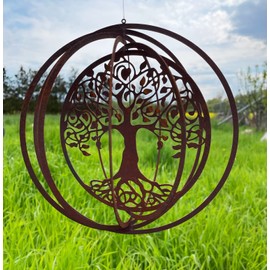 Wind Chime Spiral Tree of Life 21 cm Tree Filigree Garden Decoration Rust Decoration Metal Hanger Window Decoration Balcony Patio Garden Gift