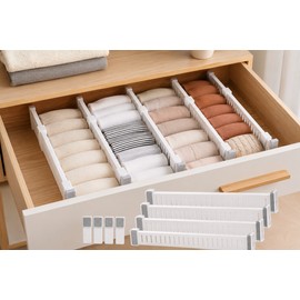 Adjustable Drawer Divider with Locking Clips for Dresser, Closet & Clothing Organization