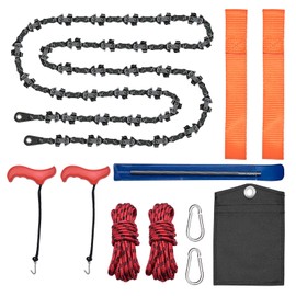 XonyiCos 48 inch upgrade rope saw tree saw high limb chain saw, 62 sharp Teeth hand chain saw, outdoor camping portable chainsaw,Folding Pocket Chain Saw for Camping, Field Survival Gear, Hunting