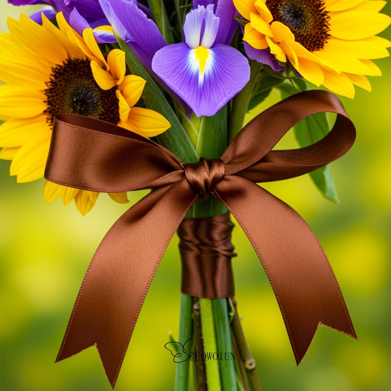 7/8 in Brown Satin Ribbon 100Yards, Polyester Ribbon for Wedding,Hair