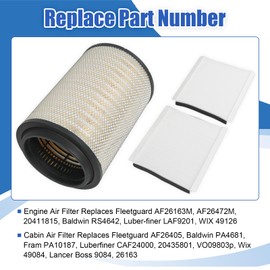 Engine & 2 Air Filters P606720 P606555 Compatible with Volvo VNL 780 760 860 670 630, VN 780 670, VH VHD VNM D12 D13 D16 Replaces RS4642 LAF9201 AF26405 CAF24000 49084 20411815