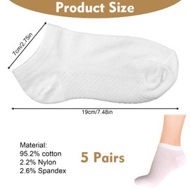 OMCGG 5 Pairs Womens Cotton Ankle Socks, Boat Invisible Socks Breathable Sweat-wicking Odour-resistant Anti-slip No Show Low-cut Casual Sock (White)