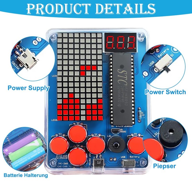 DIY Game Consoles Handset with Acrylic Casing, Electronic Game Console