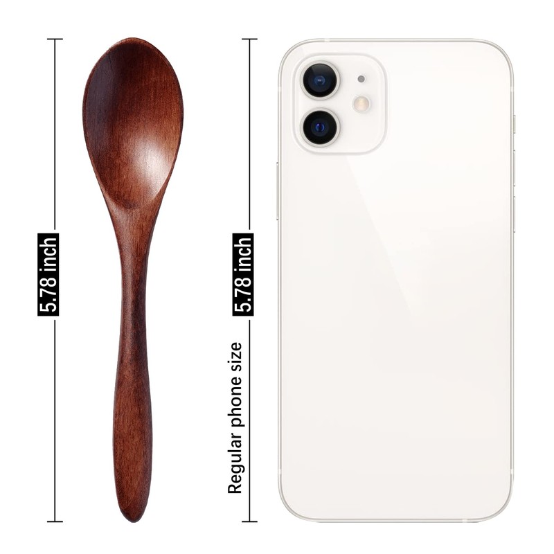 Hefild 7 PCS Wooden Spoons, 5.78 Inch Teaspoons for Honey,