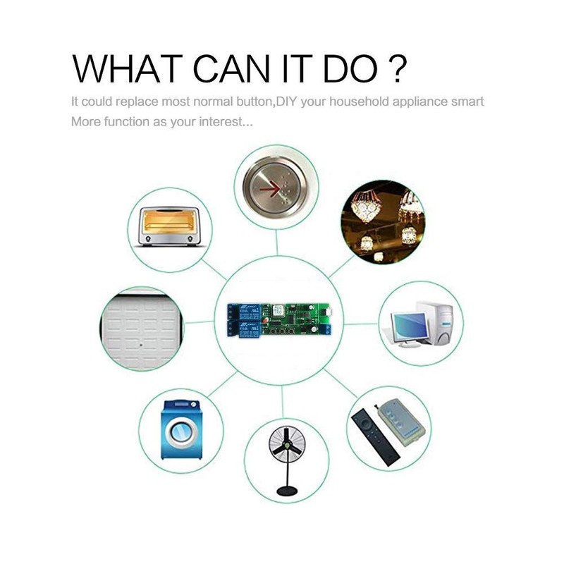 MHCOZY 4CH WiFi RF Wireless Switch Relay,Inching Self-Locking Interlock Mode,for