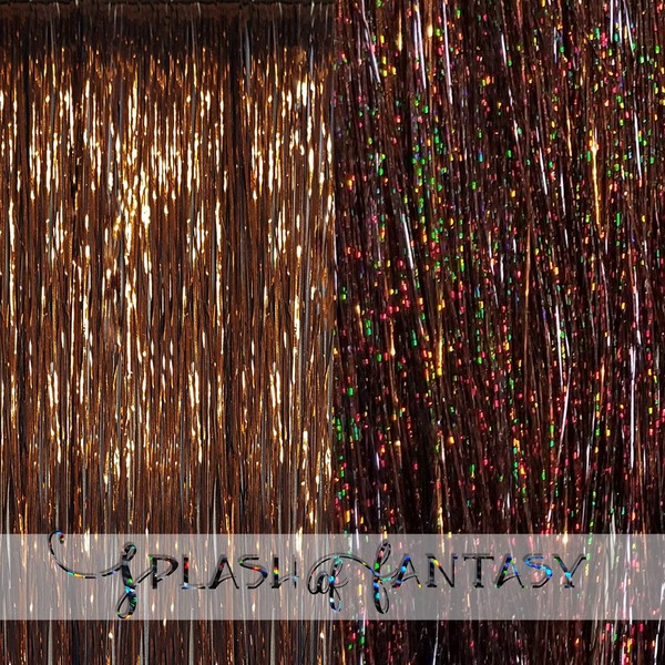40" Shiny & Sparkle Hair Tinsel Set, 200 Strands (Sparkle Brown/Shiny Mocha)