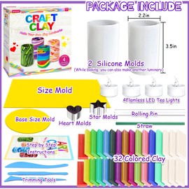 Make Your Own Clay Luminaries - Arts and Crafts Clay kit for Boys Girls and Teens Age 6 7 8 9 10 11 12 Year Old and up - Creative Clay Lantern Toys for 8-12 Year Olds (4)