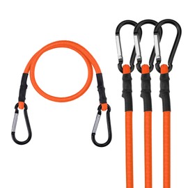 WORKPRO 24 Inch Bungee Cords with Hooks, 4 Pack Superior Rubber Heavy Duty Bungee Straps Strong Elastic Rope for Outdoor Tent, Luggage Rack, Camping, Cargo, RV, Bike, Transporting, Storage, Orange