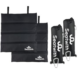 2 x Foldable Insulated Seat Cushion Outdoor Seat Mat (35 x 35 cm) with Carry Bag + Carabiner Hooks for Ideal Attachment to Backpack Maximum Protection Against Cold Moisture Dirt Black