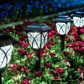 GIGALUMI Solar Lights Outdoor Waterproof, 6 Pack LED Solar Garden Lights, Outdoor Decorations, Garden Decor for Yard, Patio, Landscape, Planter, Walkway (Cold White)