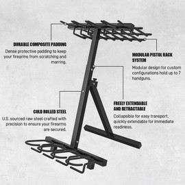 Upbci Gun Rack,Portable Folding Rifle Rack Stand with Pistol, Heavy Duty Steel Vertical Floor Indoor Gun Rack Stand Rack for Shooting Hunting Range