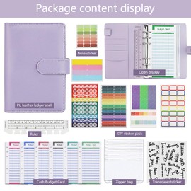 Budget Planner & Household Book A6 - Effective Financial Planner with Envelope Method - Savings Book with Films for Cash Stuffing - Starter Set for Successful Saving and Budgeting (Purple)