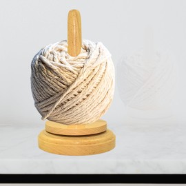 Naaz wood arts® Natural Beech Wood Yarn Holder, Wooden Yarn Holder 1 Pcs Knitting Hook Crocheting Handcrafted - Heavy Duty (Natural Yarn Holder, 4"x4"x7" inch)