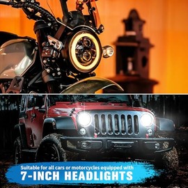 7 Inch LED Motorcycle Headlight - with DRL Hi/Lo Low Beam Suitable for 7 Inch Round Headlights, Compatible with Many Popular Motorcycle Models, for Simson S51 S70 S50 S50B