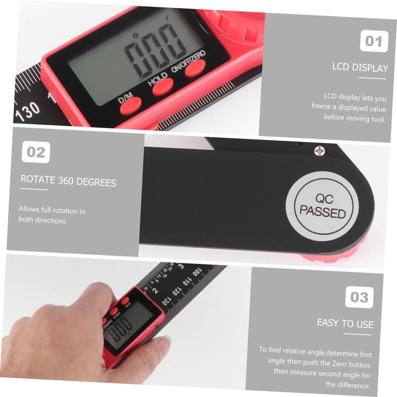 Operitacx Digital Angle Ruler with Display Black Vernier Caliper Level