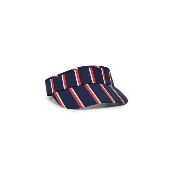 Lele Sadoughi Women's Striped Cotton Bow Tie Visor, Patriotic Stripe,