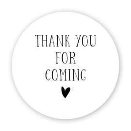 Manta Makes Thank You for Coming to My Party Stickers for Party Bags, 35 x 37mm Round Thank You Stickers for Party Bags, Thank You for Coming to My Party Bag Stickers Sheet (Heart)