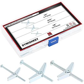 DYWISHKEY 25 Pieces Toggle Bolt and Wing Nut Assortment Kit, 1/4" 3/16" 1/8" for Hanging Heavy Items on Drywall