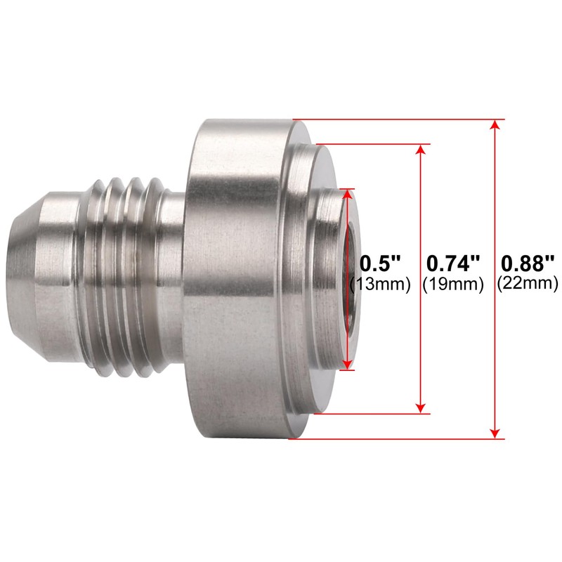 Podavelle 6AN Male Stainless Steel Weld On Bung Fitting Adapter