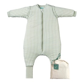 molis&co. Baby Sleeping Bag with Feet, Removable Sleeves and Socks 2.5 TOG Size: 60 cm / 6 months Ideal for Transitional Period and Winter Mint Tea. 100% Cotton, Oeko-Tex 100 Certified