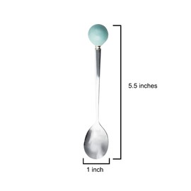 Stainless Steel Coffee Spoon,Teaspoon,Sugar Spoon,Korean Dessert Spoon with Ceramic Ball, Spoons 4 Pieces 5.5 Inches Blue