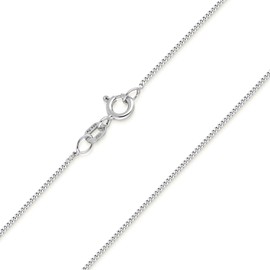 Materia #K32 Women’s Silver Necklac, Fine 925 Silver, 1 mm Curb Chain, Jewellery, 40–120 cm, Sterling Silver, No Gemstone