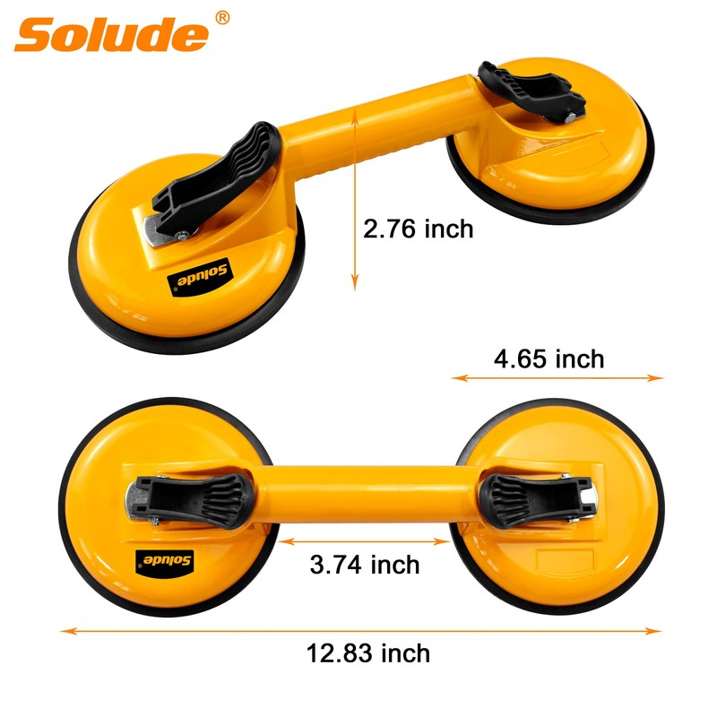 SOLUDE 2 Pack Glass Suction Cup,Aluminium Heavy Duty Vacuum Lifter