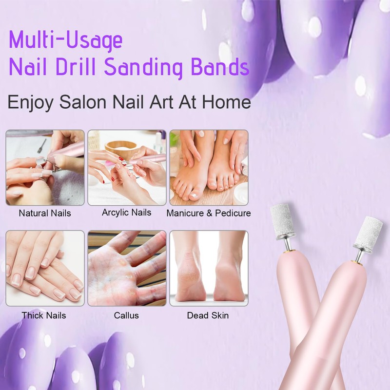 180Grit Nail Sanding Bands for Drill, 100Pcs Fine White Professional