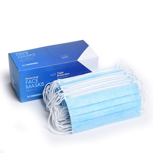 Milliard Disposable 3 Ply Face Masks - (2 x 50 Count Boxes) 100 Masks