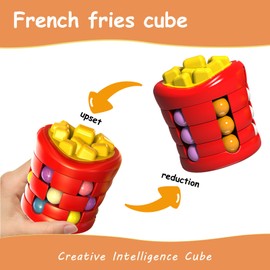 SUOXU Magic Bean Rotating Cube Fidget Toy - Fries Creative Fidget Spinner Magic Cube stress relief anxiety relief sensory toy, Gift to kids adults Easter, Christmas, New Year, Birthday gift