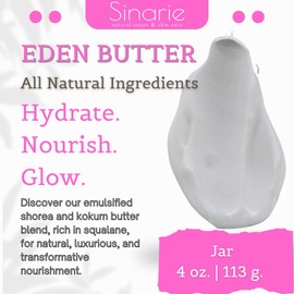 Sinarie Emulsified Body Butter - Luxurious Moisturizing Lotion with Shorea, Squalane, Coconut Oil & Kokum Butter, 4 oz (4 oz., Eden - Fruity & Tropical)