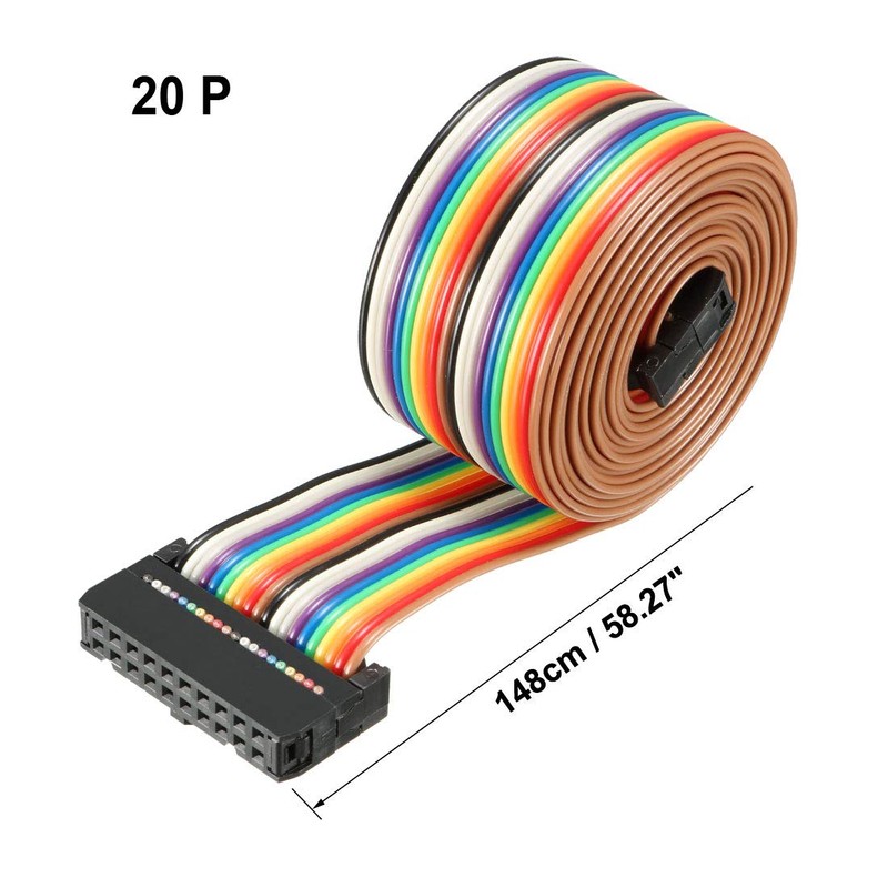 sourcing map IDC Rainbow Wire Flat Ribbon Cable 20 Pins