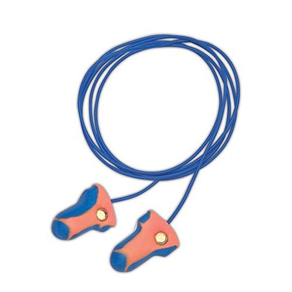 Howard Leight LT-30 Laser Trak Orange and Blue Detectable Foam Corded Earplugs, OSFA, Blue, One Size Fits All (Pack of 100)
