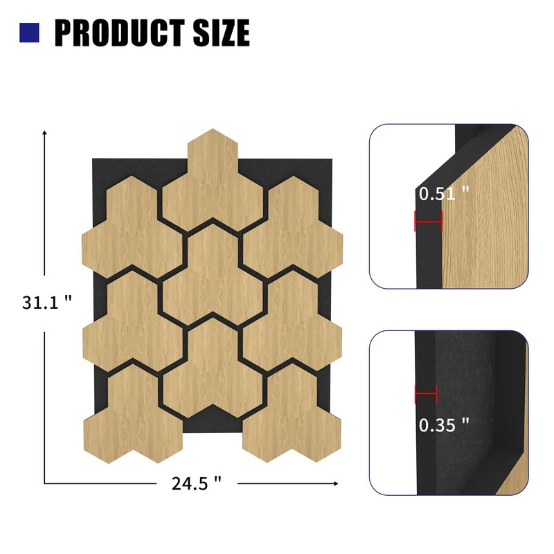 4 PCS Sound Absorbing Panels, Wood Soundproof Wall Panels, Decorative
