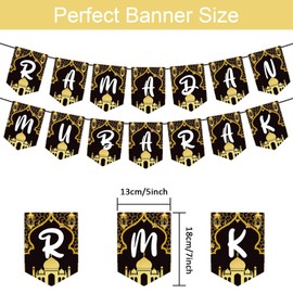 FloralGrace Ramadan Decoration, Ramadan Mubarak Banner with Star and Moon, EID Mubarak Decoration for Party and Celebration