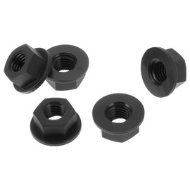 HOPESPANNER 5 Pcs M10 Car Flange Nuts Nylon Flat Hex Lock Flange Nuts Non-Slip Lock Flange Black for Car Motorcycle