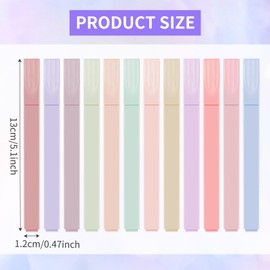 Highlighters Pens, 12Pcs Pastel Highlighters, Mild Assorted Colours Highlighter Pens, Aesthetic Cute Highlighter with Soft Chisel Tip for Journals, Bibles, Notebooks, School Office Supplies