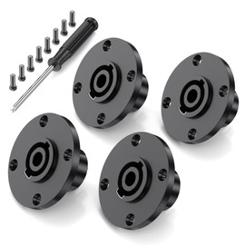 Jumwa 4 Pack 4 Pole Speakon Panel Twist Lock Speaker Socket Round Panel Jack Mounting Compatible with Neutrik Speakon NL4MP, NL4MPR, NL4FC, NL4FX, NLT4X, NL4 Series, NL2FC, Type7