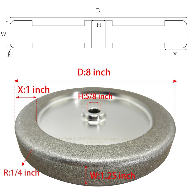 4 in 1 CBN Grinding Wheel 8 inch 180 Grit,1.25”