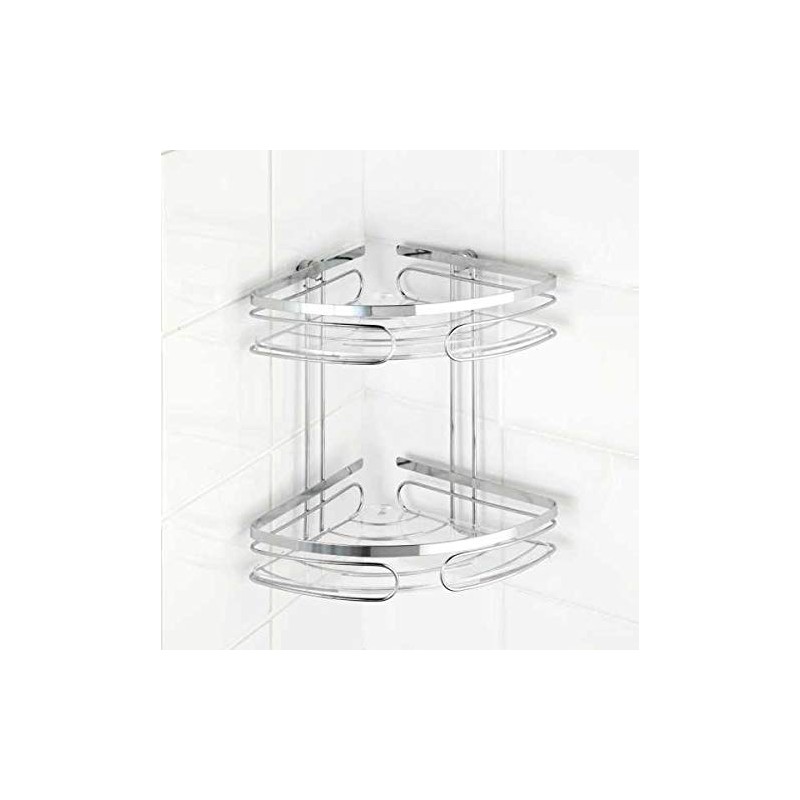 Wenko Premium 20412100 Wall-Mounted Corner Shelving Unit with 2 Shelves