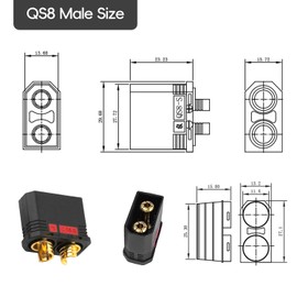 QS8 Anti-Spark Male Connector with 11.8-inch 8AWG Silicone Wire, Crimped Terminal Ends, Designed for RC LiPo Battery Applications (QS8 Male)