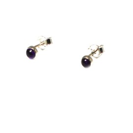 Round Purple AMETHYST Sterling Silver Gemstone Stud Earrings 925-4 mm