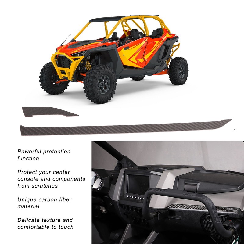 2PCS UTV Center Console Trim Carbon Fiber Smooth Surface Replacement
