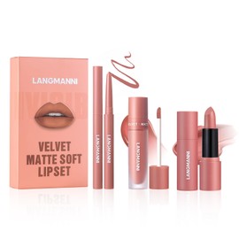 Flintronic Lip Liner Set, Matte Lip Liner Waterproof, Lip Gloss & Lipstick, 3 Pieces, Long-Lasting Lip Liner Pencil, Non-Fading, Makeup Gift Set, Nude Lipsticks (3 Pieces D)