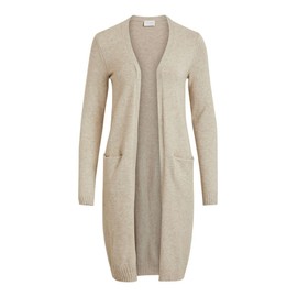Vila Women's Viril Open Long-Sleeved Noos Knitted Cardigan, Beige (Natural Melange Natural Melange), XS