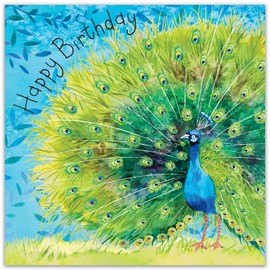 Twizler Happy Birthday Card For Her or For Him with Peacock – Female Birthday Card – Male Birthday Card - Cute Birthday Card – Mens Birthday Card – Womens Birthday Card – Animal Birthday Card