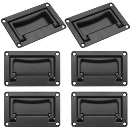 GENHAKON 6 Pack, 4.4 x 2.7Inch Zinc Alloy Recessed Pull Handle, Flush Lift Recessed Door Handle,Marine Pull for Boat Deck or Home Furniture etc, Black