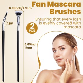 DC,CLISENCE 2Pcs Folding Angle Scalloped Eyelash Brush, Multifunctional Mascara Fan Shaped Brush with Soft Bristles, Upper Lower Eyelash Maker Tools for Beginner